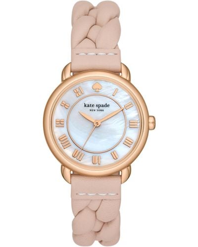 Kate Spade Lily Avenue Three Hand Leather Watch 34mm - Pink