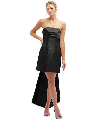 Alfred Sung Strapless Satin Column Mini Dress - Black