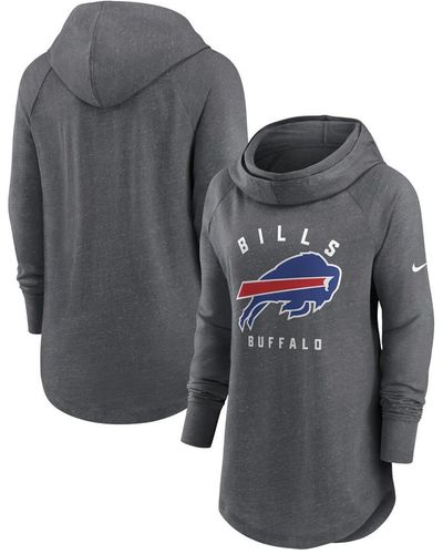 Nike Buffalo Bills Raglan Funnel Neck Pullover Hoodie - Gray