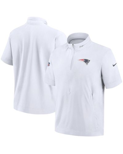 Nike New England Patriots Sideline Coach Short Sleeve Hoodie Quarter-zip Jacket - Blue