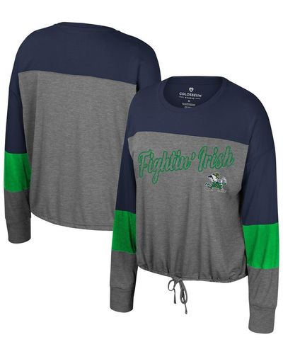 Colosseum Athletics Notre Dame Fighting Irish Twinkle Lights Tie Front Long Sleeve T-shirt - Blue