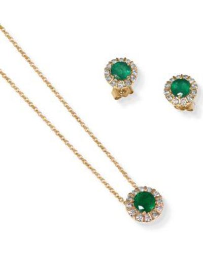 Effy Effy Emerald Diamond Stud Earrings Pendant Necklace In 14k Gold - Metallic