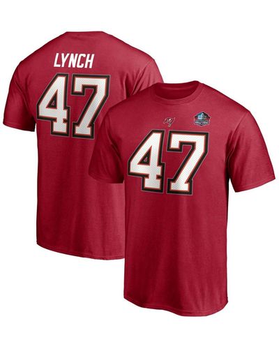 Fanatics John Lynch Tampa Bay Buccaneers Nfl Hall Of Fame Class Of 2021 Name And Number T-shirt - Red