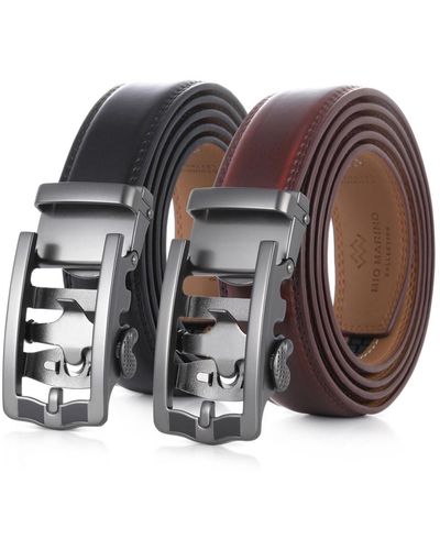 Mio Marino Robust Metal Leather 2 Pack Ratchet Belt - Multicolor
