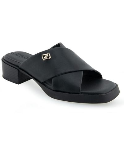Aerosoles Duane Low Heel Ornamented Sandals - Black