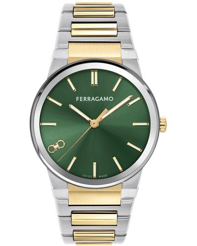 Ferragamo Salvatore Swiss Two-tone Stainless Steel Bracelet Watch 41mm - Green