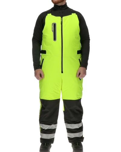 Refrigiwear Insulated Reflective High Visibility Extreme Softshell Bib Overalls - Green