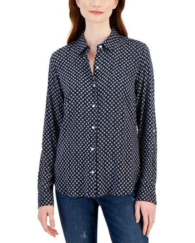 Tommy Hilfiger Ditsy Floral Printed Button Shirt - Blue