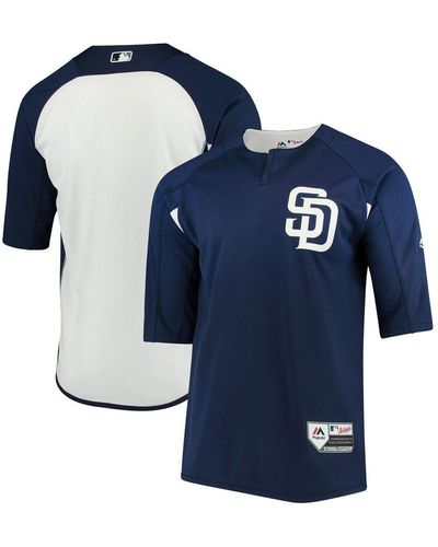 Majestic Navy And White San Diego Padres Authentic Collection On-field 3 And 4-sleeve Batting Practice Jersey - Blue