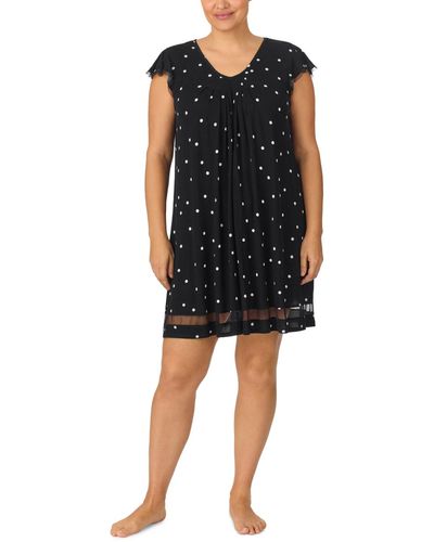 Ellen Tracy Plus Size Yours To Love Short Sleeves Nightgown - Black
