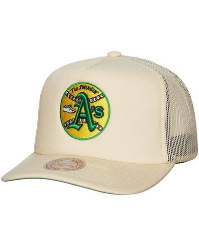 Mitchell & Ness Oakland Athletics Cooperstown Collection Evergreen Adjustable Trucker Hat - Natural