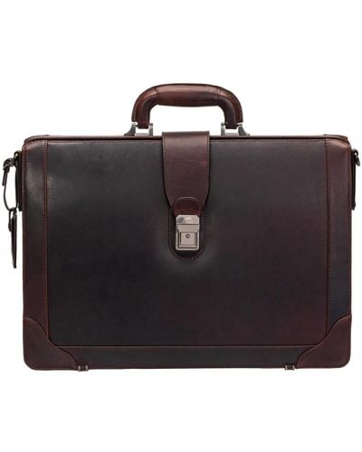 Mancini Buffalo Luxurious Litigator Briefcase Pocket For 17.3" Laptop - Black
