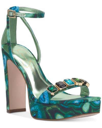 Jessica Simpson Callirah Ankle-strap Platform Sandals - Green
