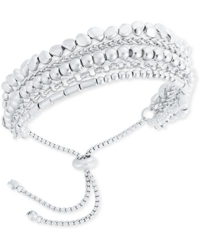 Style & Co. Mixed Bead Statement Slider Bracelet - White