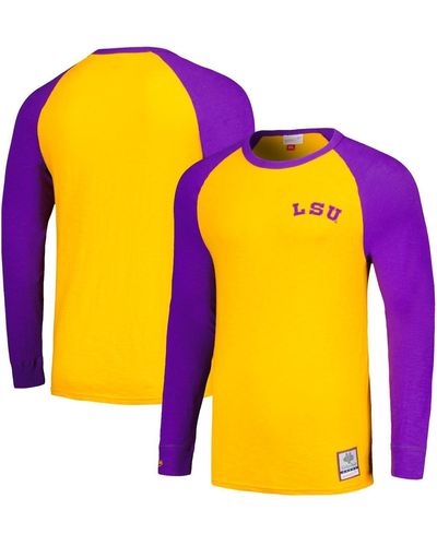 Mitchell & Ness Lsu Tigers Legendary Slub Raglan Long Sleeve T-shirt - Yellow