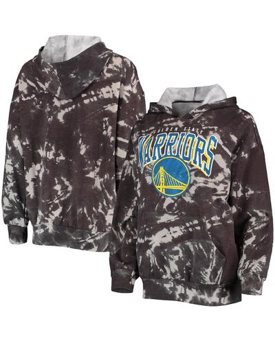 Majestic Threads Golden State Warriors Burble Tie-dye Tri-blend Pullover Hoodie - Black