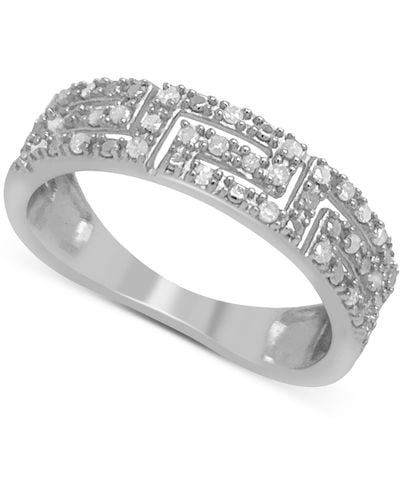 Macy's Diamond Greek Key Ring (1/6 Ct. T.w. - Metallic