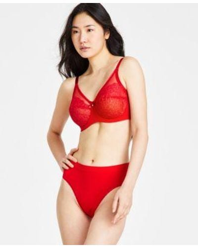 Wacoal Retro Chic Full Figure Underwire Bra B Smooth High Cut Brief Underwear - Red