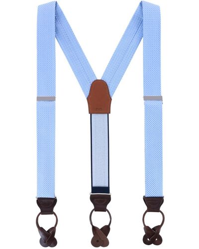 Trafalgar Gamma Geometric Pattern Silk Button End Suspenders - Blue