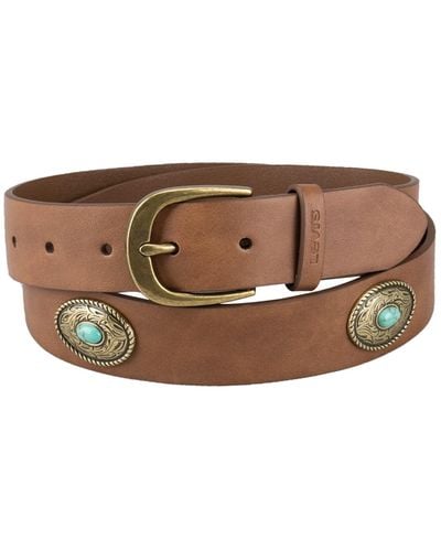 Levi's Western Turquoise Concho Embellished Belt - Brown