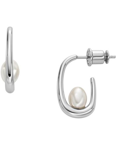 Skagen Shell Pearl Hoop Earrings - Metallic