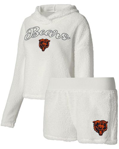 Concepts Sport Chicago Bears Fluffy Pullover Sweatshirt And Shorts Sleep Set - White