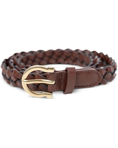 Style & Co. Braided Faux-leather Belt - Brown
