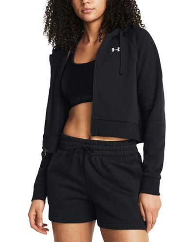 Under Armour Rival Fleece Cropped Zippered Hoodie - Black