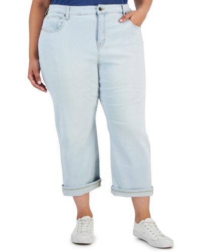 Style & Co. Plus Size Mid-rise Curvy Capri Jeans - Blue