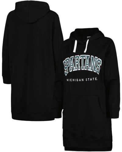 Gameday Couture Michigan State Spartans Take A Knee Raglan Hooded Sweatshirt Dress - Black
