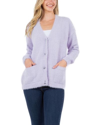 Fever Feather Cardigan Sweater - Purple