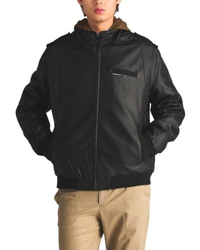 Members Only Faux Leather Iconic Racer Jacket - Black