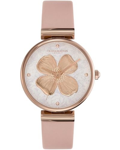 Olivia Burton Dogwood Blush Leather Watch 36mm - Pink