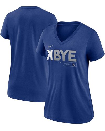 Nike Los Angeles Dodgers K-bye Tri-blend V-neck T-shirt - Blue