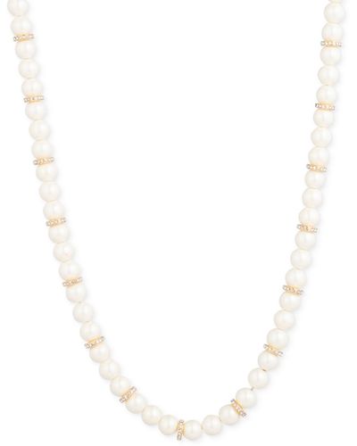 Lauren by Ralph Lauren Pave & Imitation Pearl Beaded 17" Collar Necklace - White
