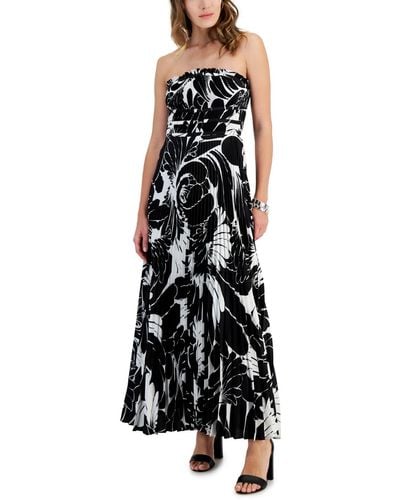 Taylor Strapless Pleated Satin Gown - Black