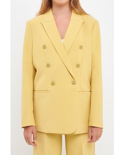 English Factory Gold Buttoned Structured Blazer - Yellow