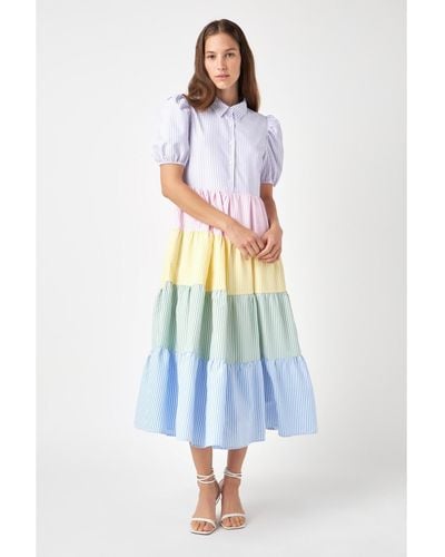 English Factory Stripe Maxi Dress - White
