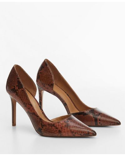 Mango Asymmetrical Heeled Shoes - Brown