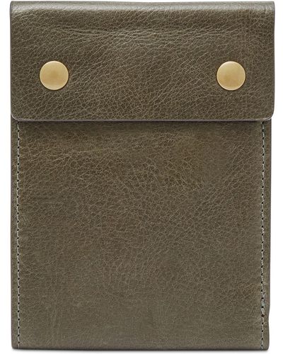 Fossil Men's Ethan Snap Leather Bifold Wallet - Green