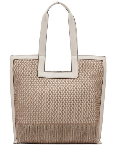 Calvin Klein Bette Woven Magnetic Snap Tote Bag - Natural