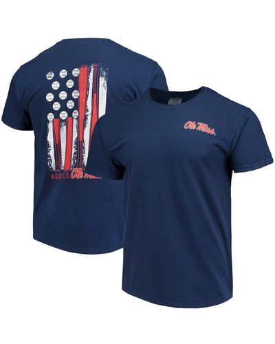 Image One Ole Miss Rebels Baseball Flag Comfort Colors T-shirt - Blue