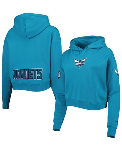 Pro Standard Charlotte Hornets Classic Fleece Cropped Pullover Hoodie - Blue