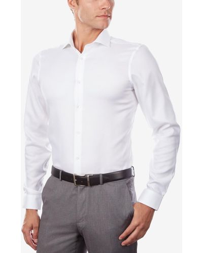 Calvin Klein Men's Steel Slim-fit Non-iron Stretch Performance Unsolid Dress Shirt - White