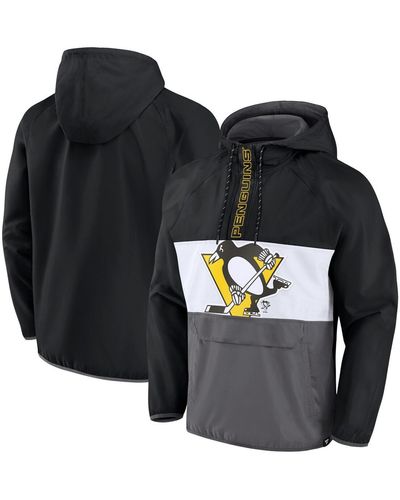 Fanatics Pittsburgh Penguins Flagrant Foul Anorak Raglan Half-zip Hoodie Jacket - Black
