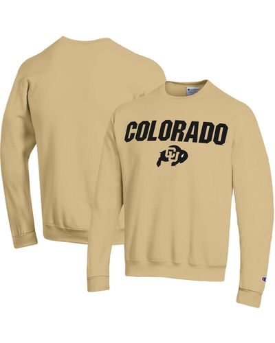 Champion Colorado Buffaloes Straight Over Logo Powerblend Pullover Sweatshirt - Natural