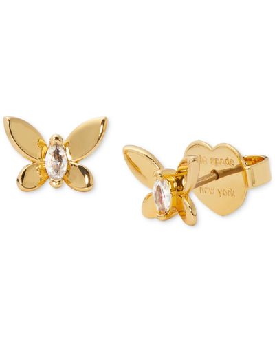 Kate Spade Gold-tone Cubic Zirconia & Colored Butterfly Mini Stud Earrings - Metallic