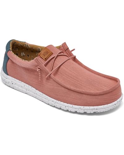Hey Dude Wally Washed Canvas Casual Moccasin Sneakers From Finish Line - Pink