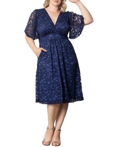 Kiyonna Plus Size Starry Sequined Lace Cocktail Dress - Black
