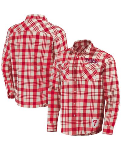 Fanatics Darius Rucker Collection By Philadelphia Phillies Plaid Flannel Button-up Shirt - Red